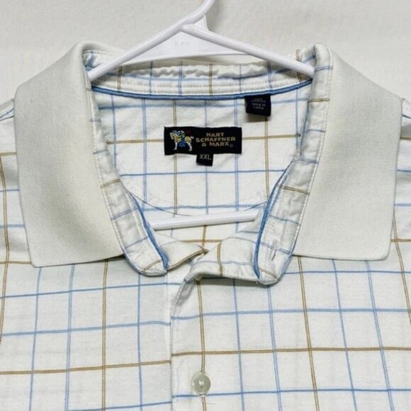 Hart Schaffner Marx Shirt Men's XXL White Striped Luxury Cotton Short Sleeve 2XL - Picture 4 of 8